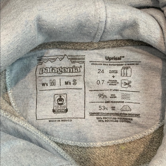 Patagonia Light Blue Hoodie with Patagonia Logo Men’s Small/Women’s Medium - Picture 2 of 9